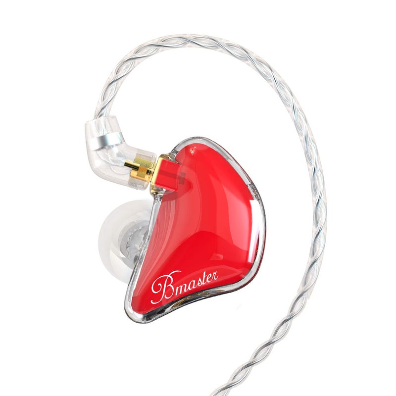 BASN Bmaster in Ear Monitor Musician Headphones Triple Drivers Dynamic Earbuds Sound Isolating Earphones with Two Detachable Audio & Mic Cables (Red) - Image 1
